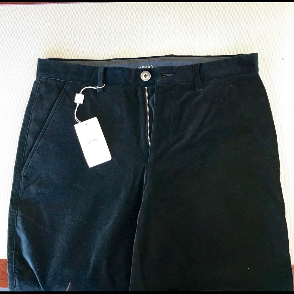 ARMANI Collectioni Cotton Velvet Flat Front Pants